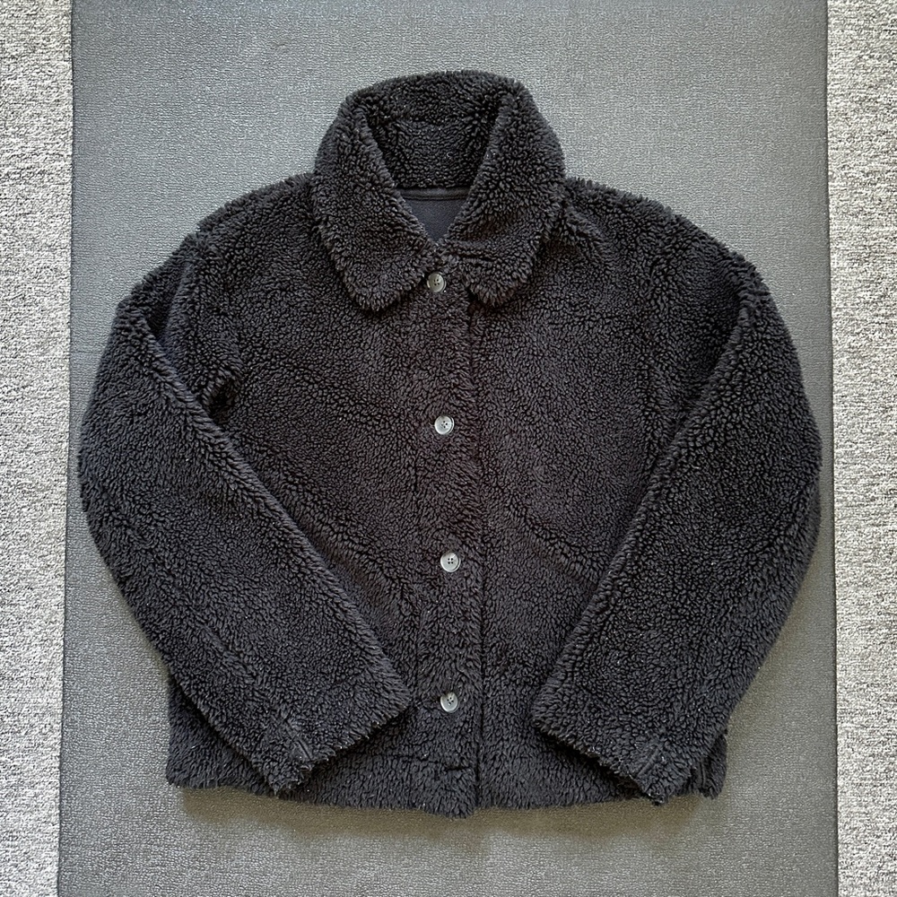 Uniqlo Fleece Button Black Jacket Women’s Size Small
